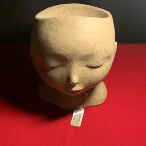 Artistic Tan Head Sculpture Planter